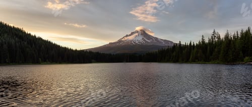 Preview: Panoramic Landscape View of Mt Hood. American Nature Background