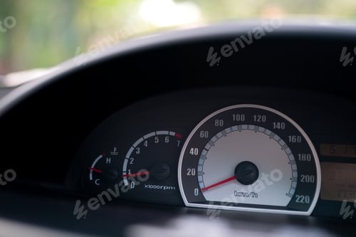 Preview: Black classic car dashboard with gauge vector