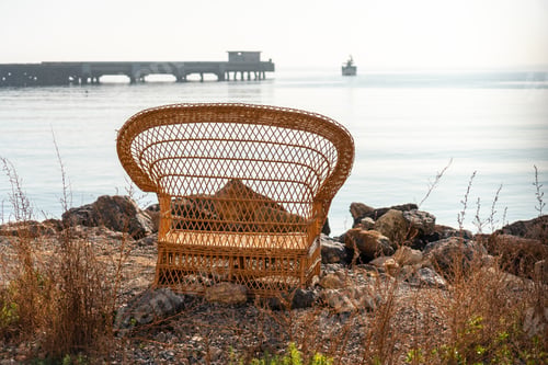 Preview: A chair by the sea in the Almadrabillas park in the city of Almeria, Andalusia. Spain