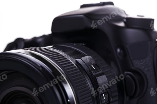 Preview: DSLR camera on white background