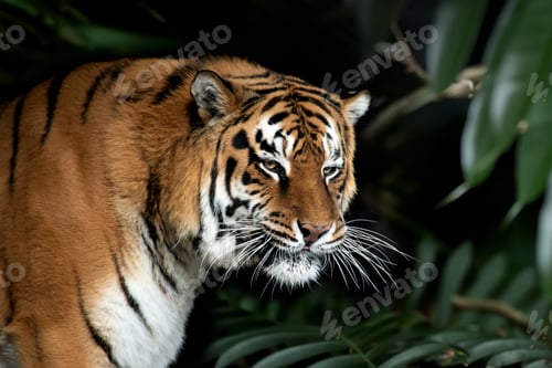 Preview: Close adult tiger portrait in jungle