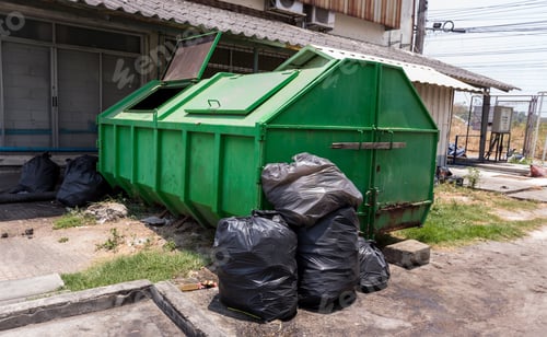 Preview: Dumpsters being full Overflowing garbage bins with household waste. overflowing garbage bin.