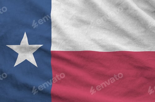 Preview: Texas US state flag depicted on folded wavy fabric of old cloth