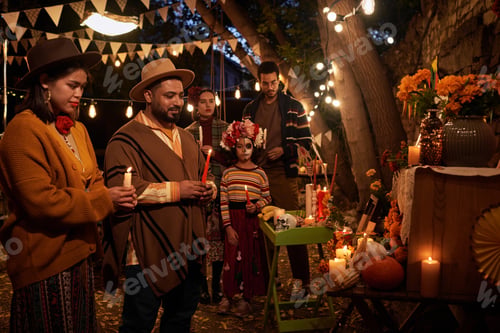 Preview: People with candles standing at altar