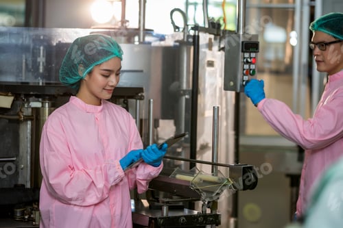 Preview: Worker Checking quality or checking stock of glass bottle in beverage factory.