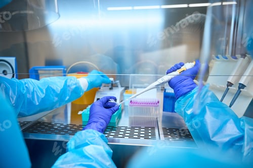 Preview: Infectious disease specialists analyze biomaterial in a sterile room