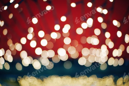 Preview: Bokeh light with blur X mas ornaments background ,Merry Christmas celebration light decoration.