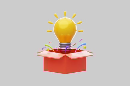 Idea box with lightbulb
