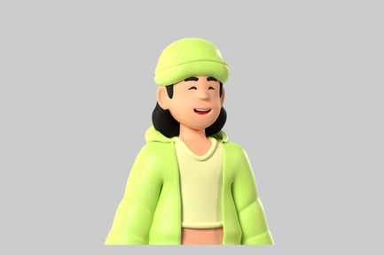 Preview: Cartoon girl lime jacket