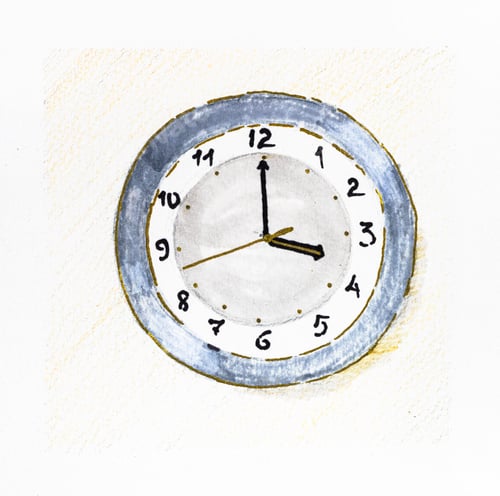Preview: sketch of round clock showing 4 o'clock on dial