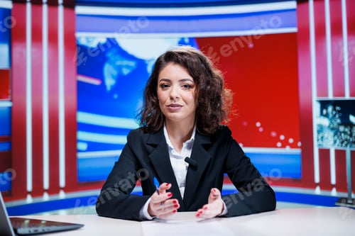 Preview: Woman reporter presents news bulletin