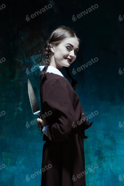 Preview: Portrait Of A Young Girl In School Uniform As Killer Woman