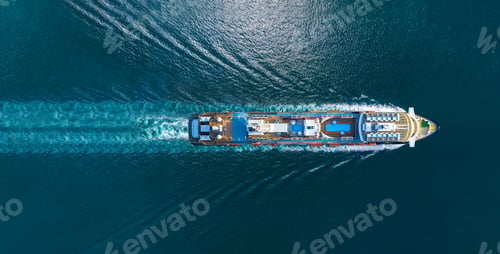 Preview: Cruise Liners beautiful white cruise ship above asphalt new year numbers 2024,luxury cruise