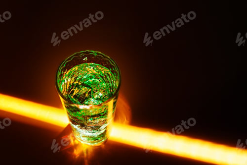 Preview: Summer alcohol cocktail in sun light beam