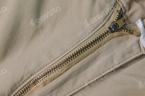 Preview: Close up view of zipper on pant. Clothes accessory.