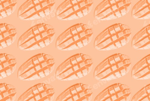 Preview: Pattern of cut mango trending color of year 2024 Peach Fuzz.