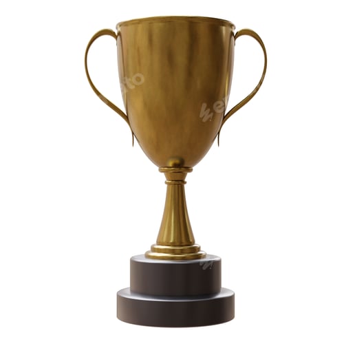 Preview: Trophy cup bronze isolated on white transparent background, Third place winner.