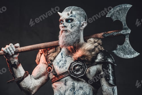 Preview: Iced warrior in armour and with two handed axe on his shoulder