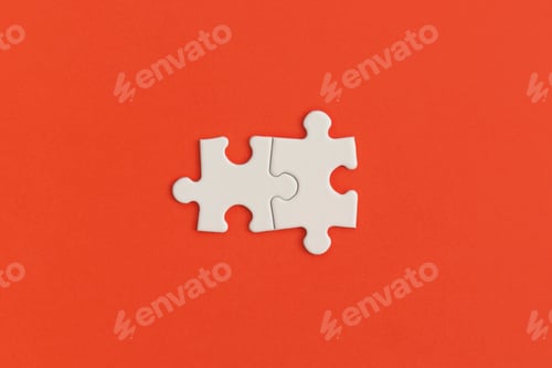 Preview: White details of puzzle on red background.