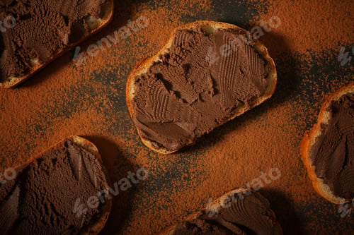 Preview: Chocolate Paste With Bread Is On The Table Next To Nuts And Chocolate
