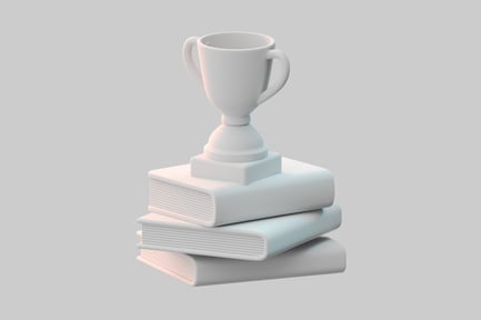 Preview: Education trophy on book stack