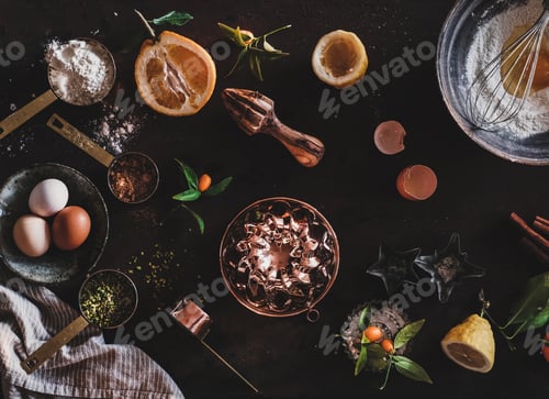 Preview: Cooking citrus and pistachio bundt cake on rusty table
