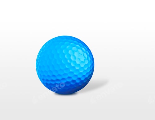 Preview: a blue golf ball isolated on white background