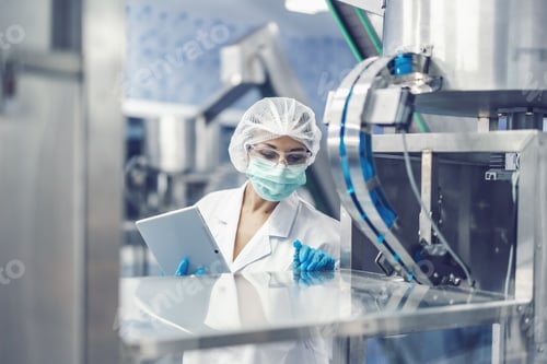 Preview: Hygiene worker in science laboratory. technician in pharmaceutical medicine production manufacturing