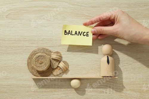 Preview: Work-life balance concept, visual symbols, on a light background.