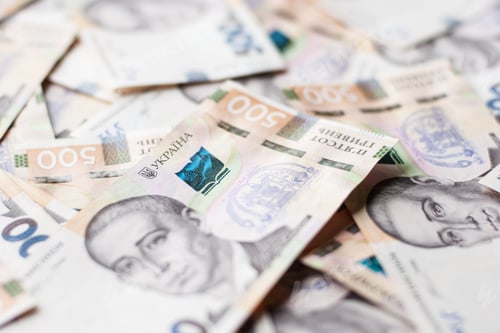 Preview: Ukrainian paper money bills of hryvnias financial background. Savings or expence concept