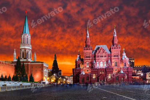 Preview: Red Square, Moscow Kremlin at sunset. Moscow, Russia