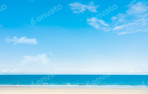Preview: Sky blue on ocean sea,sand beach background,Summer sea beach with water texture and clear sky,cloud