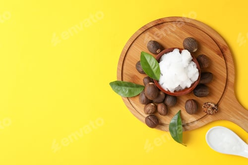 Preview: Concept of skin care cosmetics, Shea butter, space for text