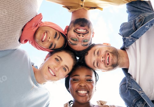Preview: Diversity, portrait or happy students with goals, educational community or hope for future success.