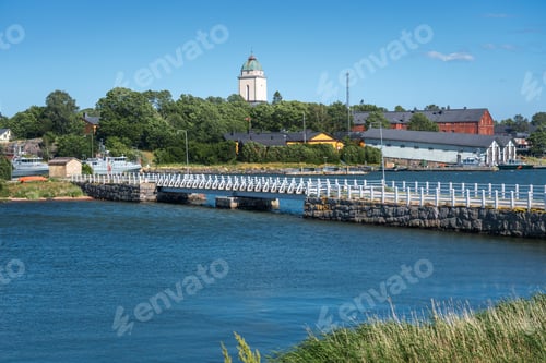 Preview: Views of Iso Mustaari Island in Suomenlinna with Suomenlinna Church - Helsinki, Finland