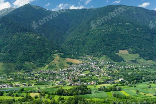 Preview: Mountain landscape at summer along the road of Aprica pass