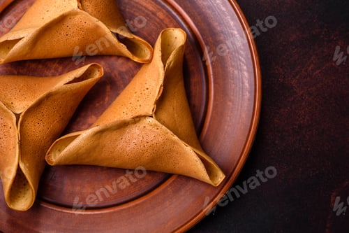 Preview: Tasty fresh pancakes with meat, sheep, spices and herbs
