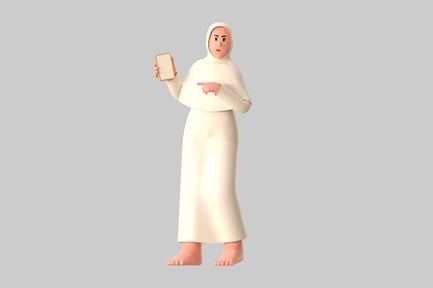 Preview: Stylized Woman with Phone, Cultural Attire