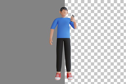 Preview: Character Using A Smartphone 3D Illustration