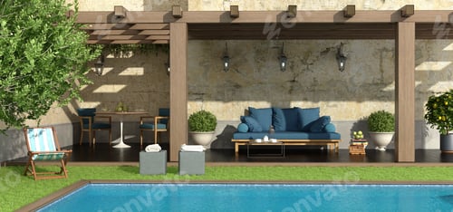 Preview: Garden with pergola and pool