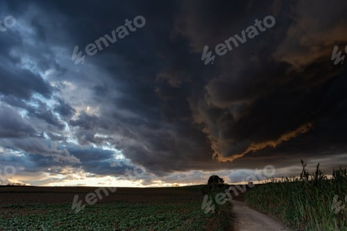 Preview: Storm clouds at sunset in the Gallecs natural park