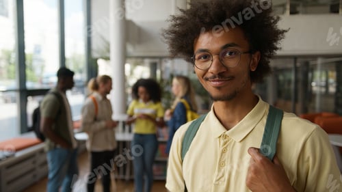 Preview: University college high school academy portrait African American man male guy study student pupil in