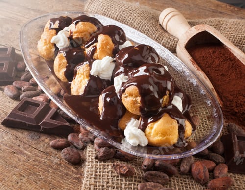 Preview: Chocolate profitteroles with cream