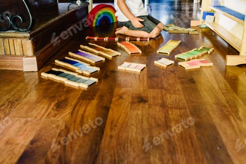 Preview: Children playing and learning with montessori color tablets