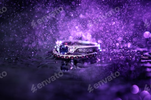 Preview: Mesmerizing shot of beautiful rings on a sparkly purple background
