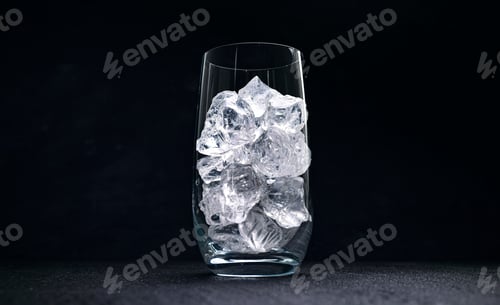 Preview: Glass with crushed ice on black background