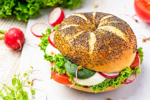 Preview: Fresh Bagel with Spring Vegetables. Healthy Breakfast Idea