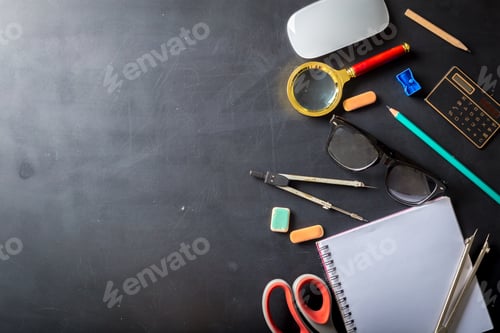Preview: School supplies close-up