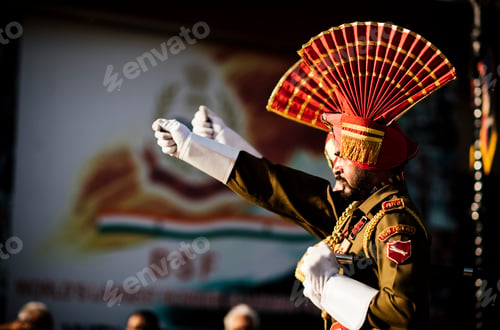 Preview: Solemn march of a ceremonial guard in vibrant attire