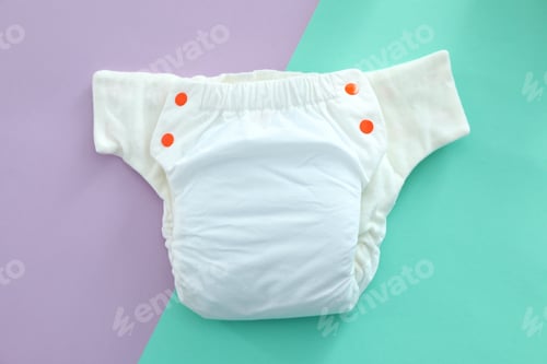 Preview: Reusable diapers on two-color background, close up